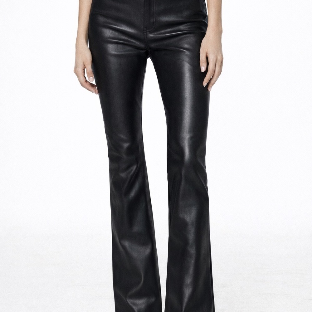 Zara Black Leather Flare Pants
